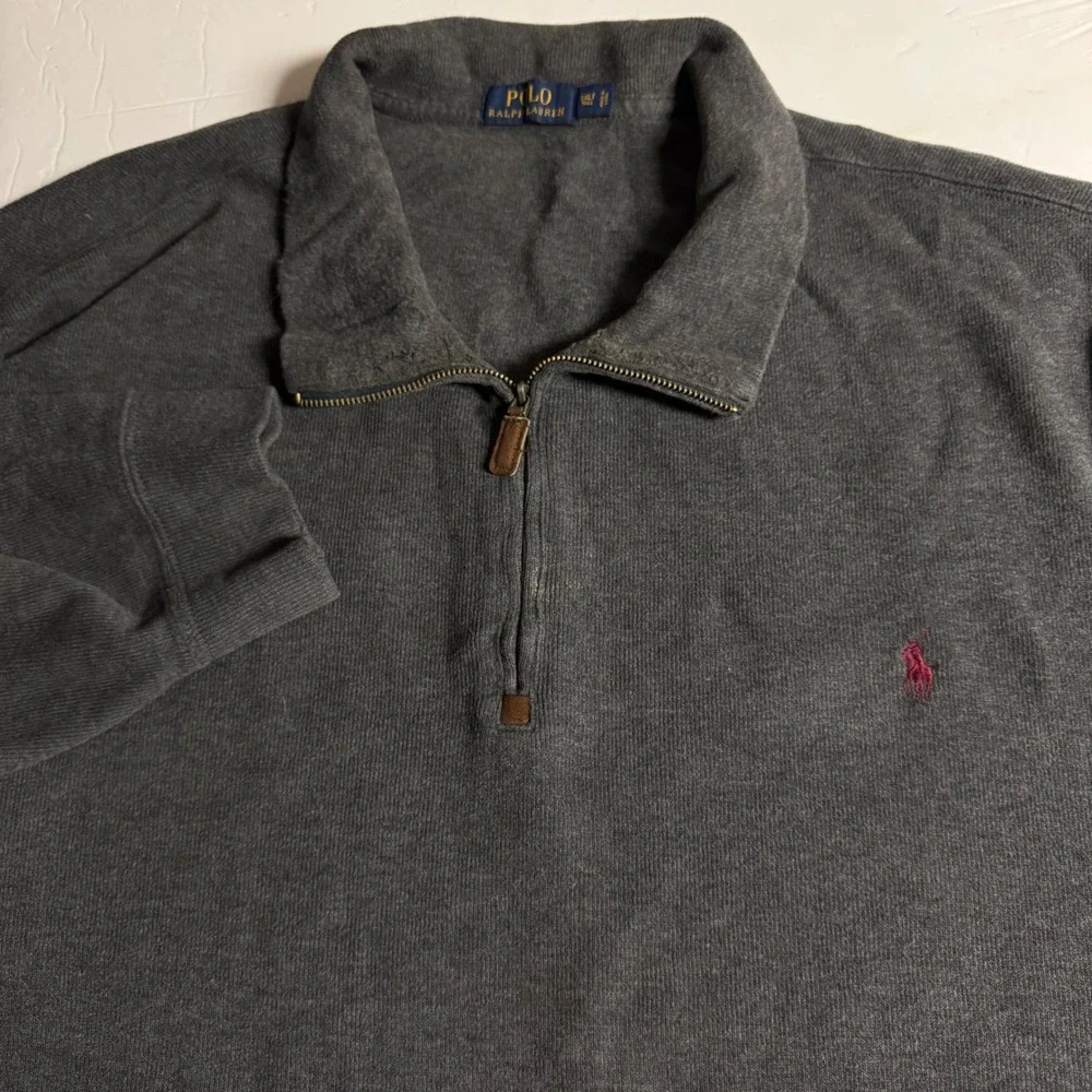 Polo Ralph Lauren Men's Dark Gray‎ 3XLT Tall Quarter Zip Pullover Sweatshirt